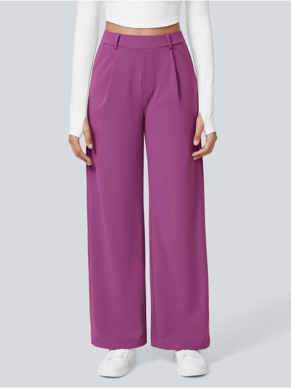 HALARA Day-stretch Wide-Leg High-Waist Pants in Magenta Purple